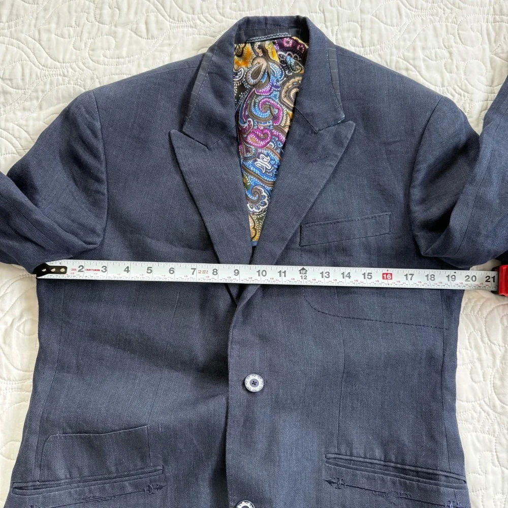 Robert Graham 100% Linen Navy Paisley Lining Detailed Blazer Men's‎ 40 EUC